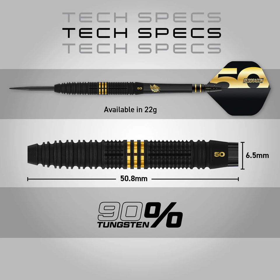 Red Dragon Jonny Clayton 50 Year Limited Edition Steel Tip Darts - 22gm