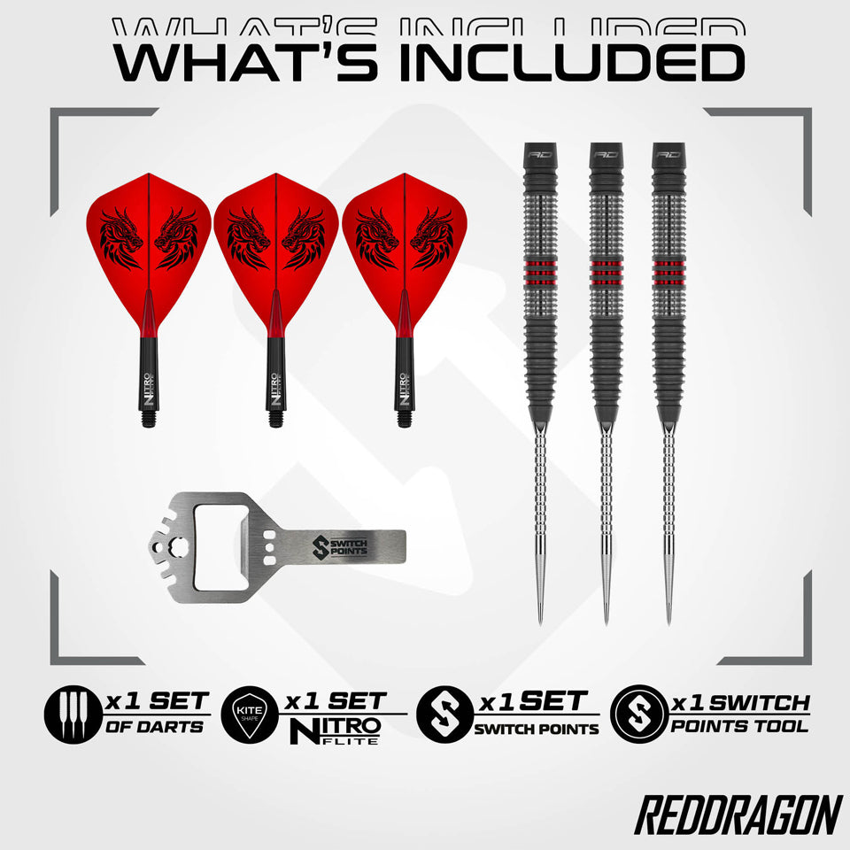 Red Dragon Jonny Clayton Hiraeth Switch Point Steel Tip Darts - 23gm