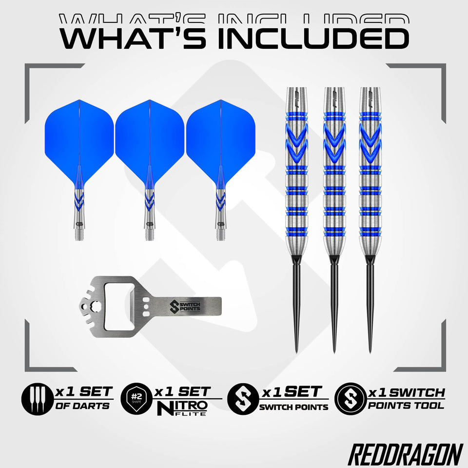 Red Dragon Gerwyn Price Blue Original Switch Point Steel Tip Darts - 23gm
