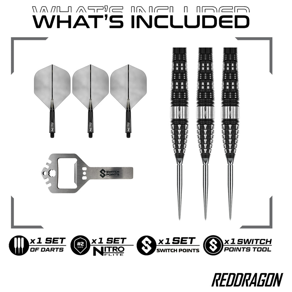 Red Dragon Recon Torpedo Switch Point Steel Tip Darts - 23gm