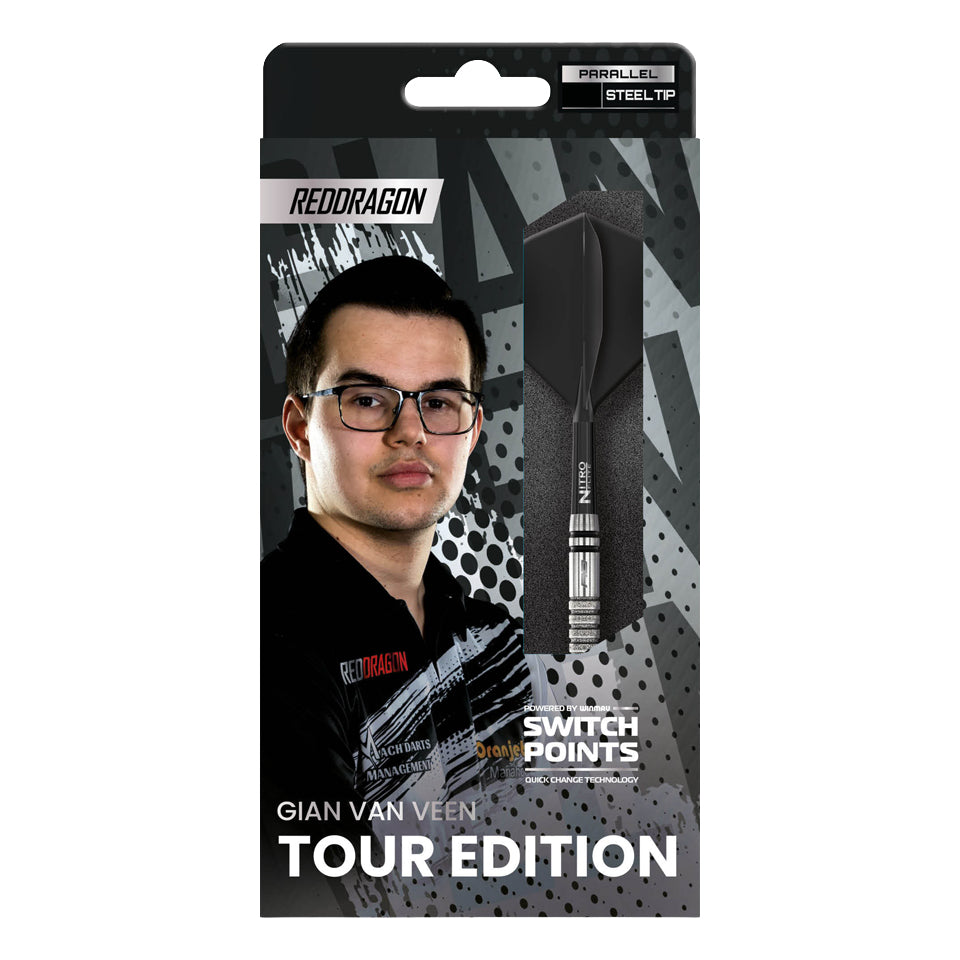 Red Dragon Gian Van Veen Tour Edition Switch Point Steel Tip Darts  - 21gm