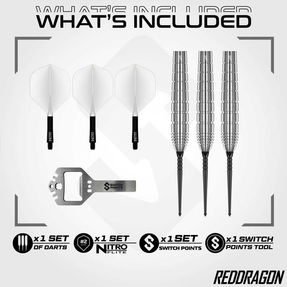 Red Dragon Luke Humphries TX1 Pioneer Switch Point Steel Tip Darts - 22gm