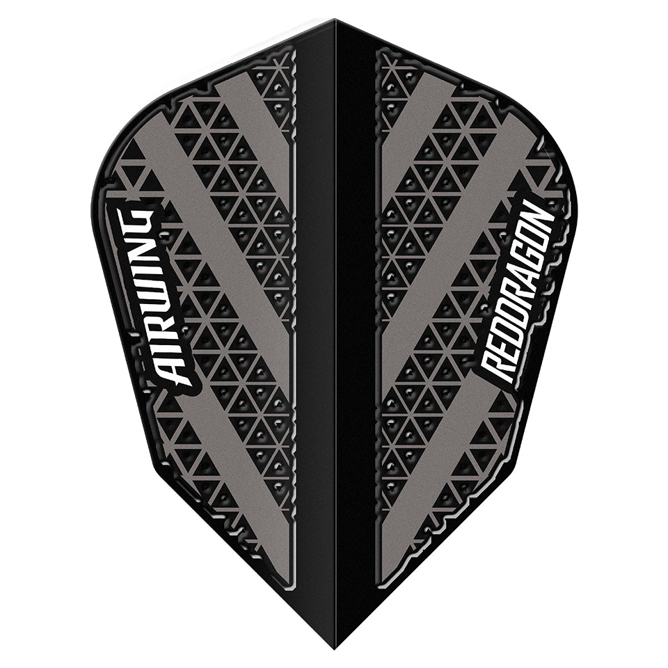 Red Dragon Airwing Dart Flights - V-Standard Black & Grey