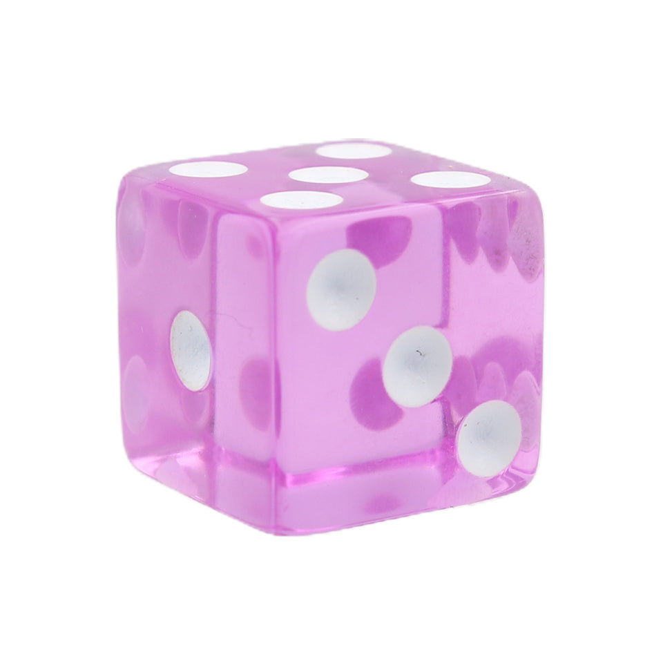 16mm Square Corner Translucent Dice - Purple With White Dots