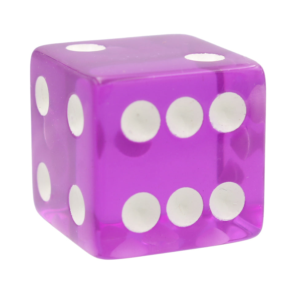 19mm Square Corner Translucent Dice - Purple With White Dots