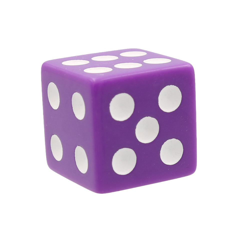 16mm Square Corner Dice - Purple With White Dots