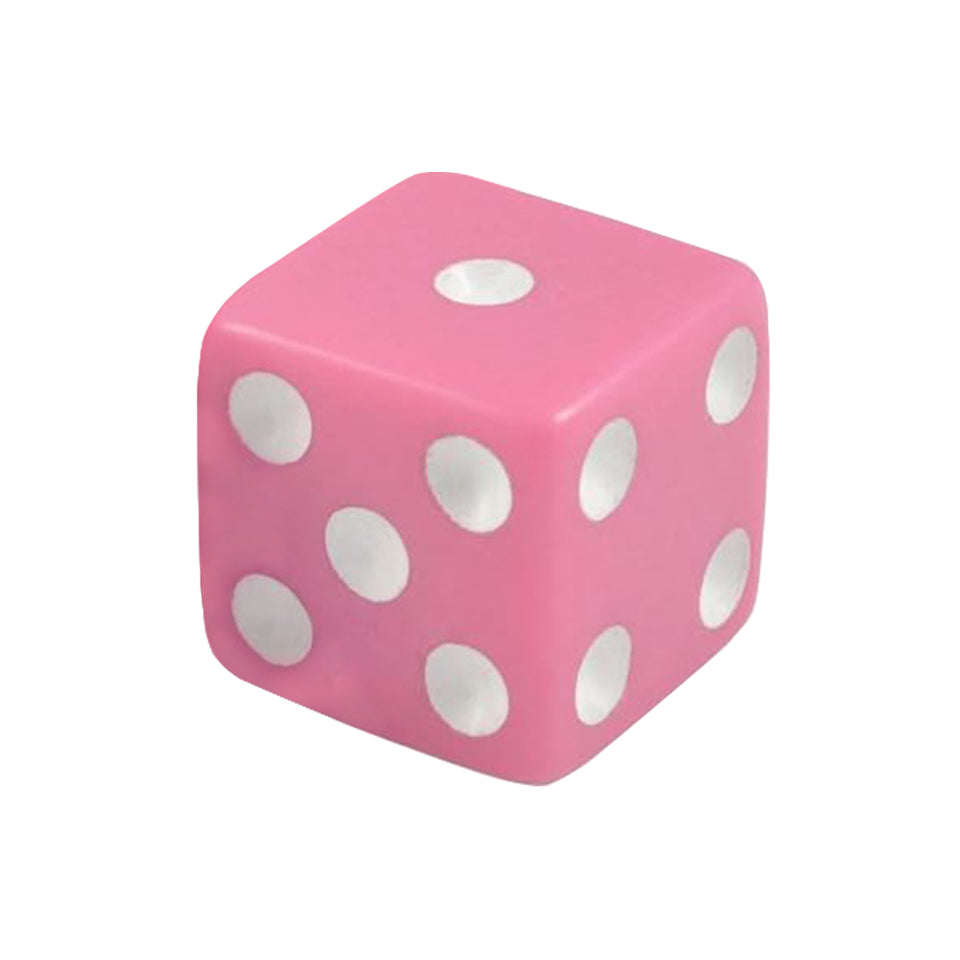 16mm Square Corner Dice - Pink With White Dots