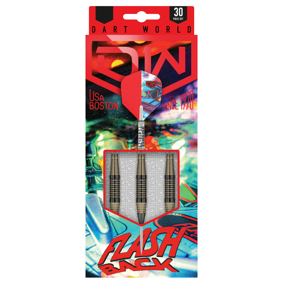 Dart World Flash Back Steel Tip Darts - 23gm Black