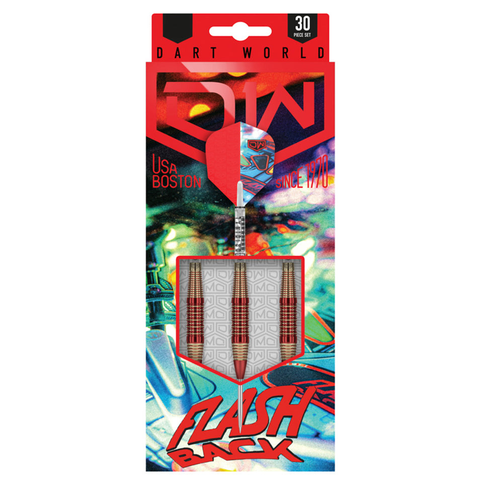 Dart World Flash Back Steel Tip Darts - 24gm Red