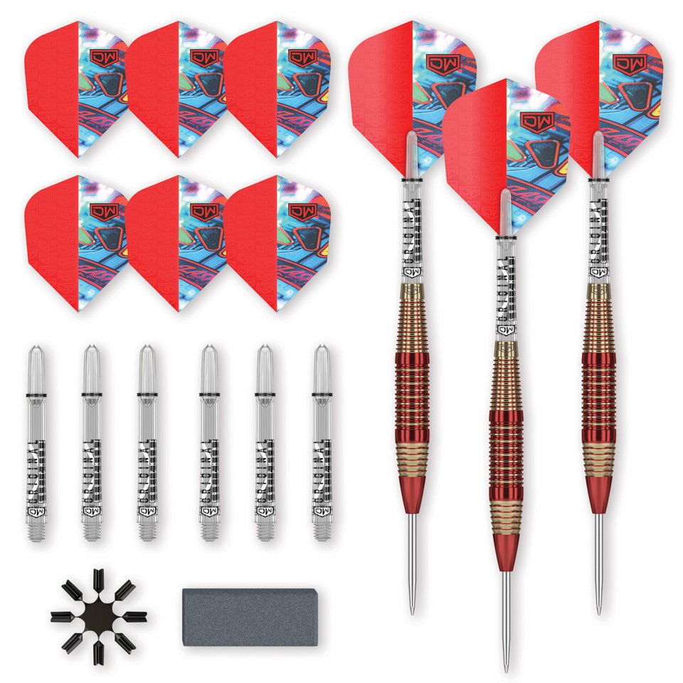 Dart World Flash Back Steel Tip Darts - 24gm Red