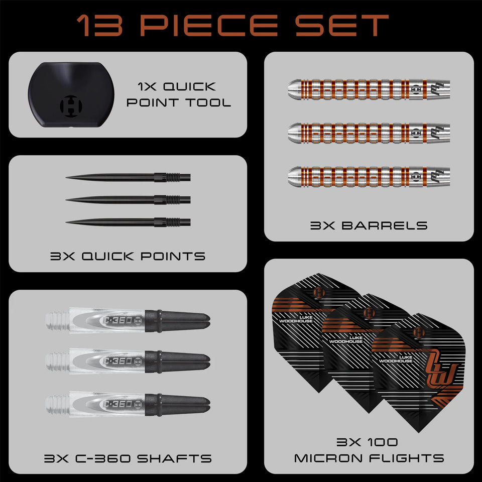 Harrows Luke Woodhouse Series 2 Quick Point Steel Tip Darts - 23gm