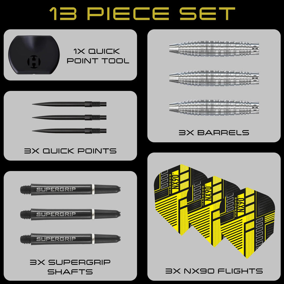 Harrows NX90 Bomb Quick Point Steel Tip Darts - 25gm