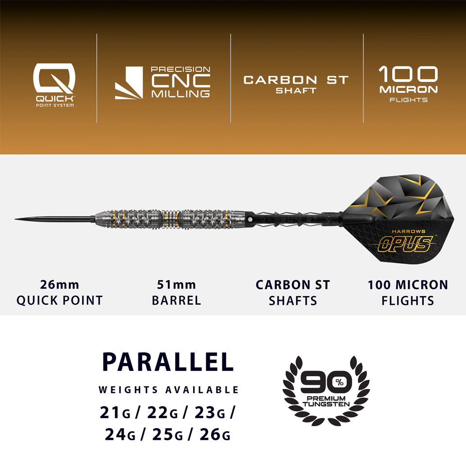 Harrows Opus Quick Point Steel Tip Darts - 22gm