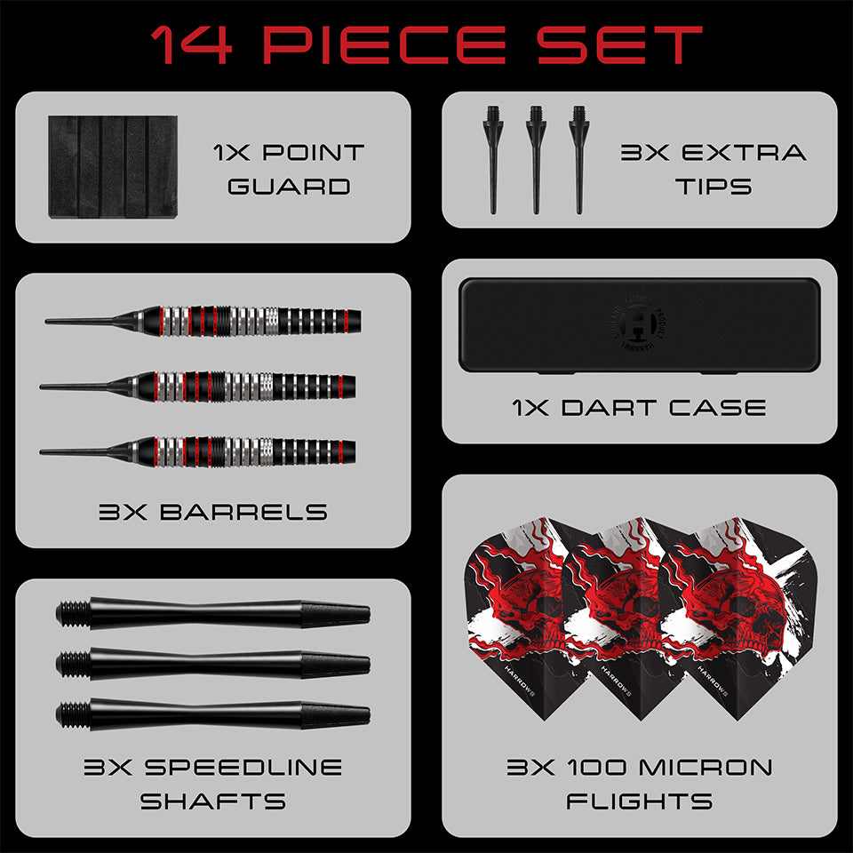 Harrows Ryan Searle Heavy Metal Soft Tip Darts - 18gm