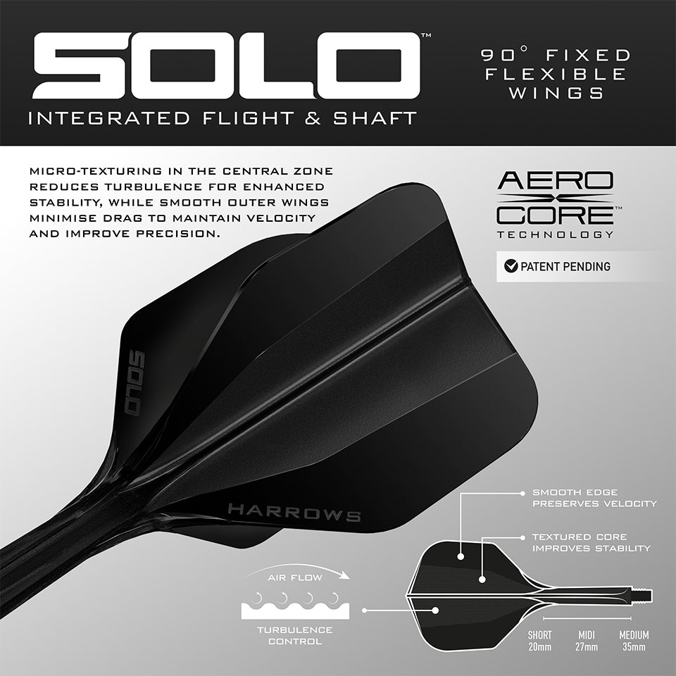 Harrows Solo Integrated Flight & Shaft System - No6 Midi Black