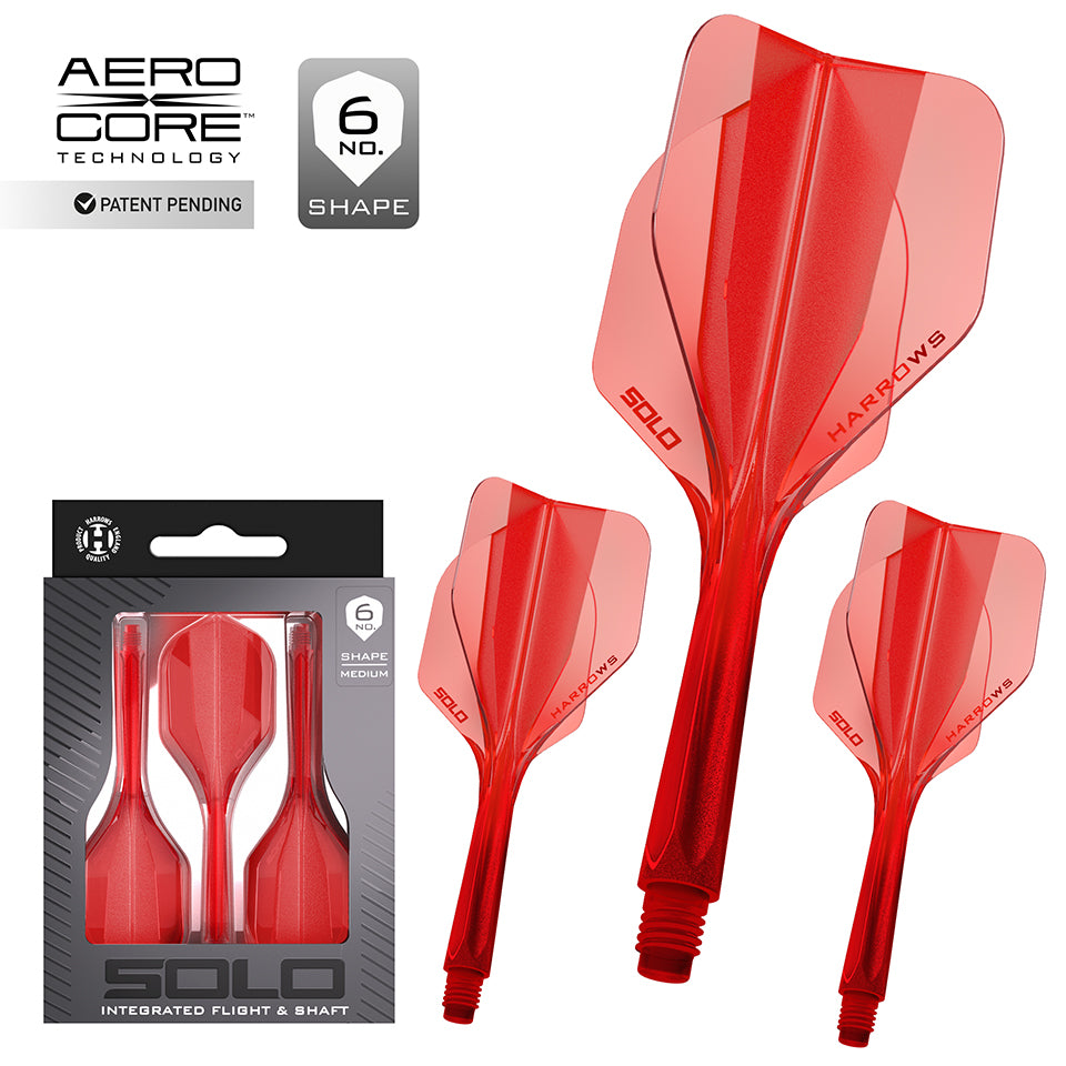 Harrows Solo Integrated Flight & Shaft System - No6 Medium Red