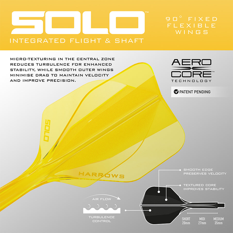 Harrows Solo Integrated Flight & Shaft System - No6 Midi Yellow