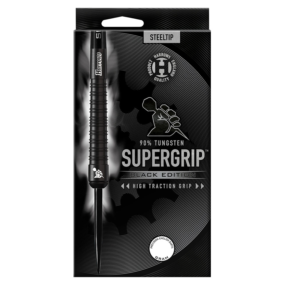 Harrows Supergrip Black Edition Steel Tip Darts - 26gm