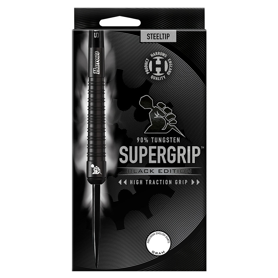 Harrows Supergrip Black Edition Steel Tip Darts - 25gm
