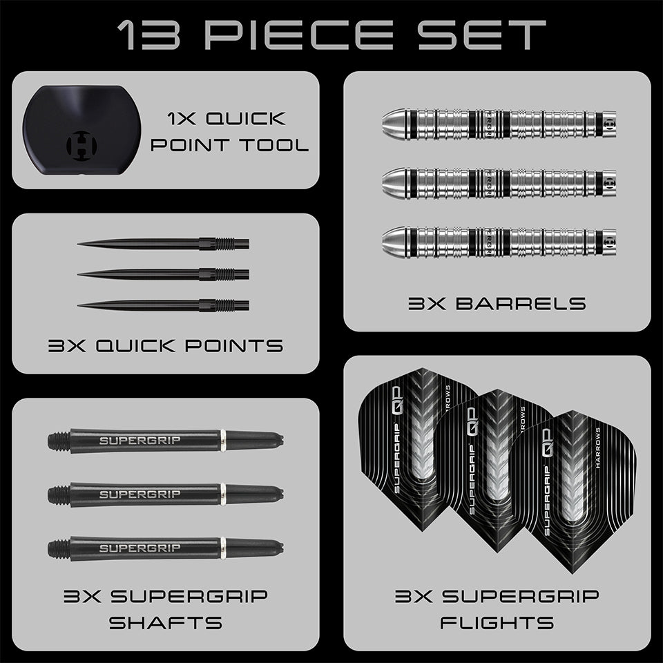 Harrows Supergrip QP Tapered Quick Point Steel Tip Darts - 28gm