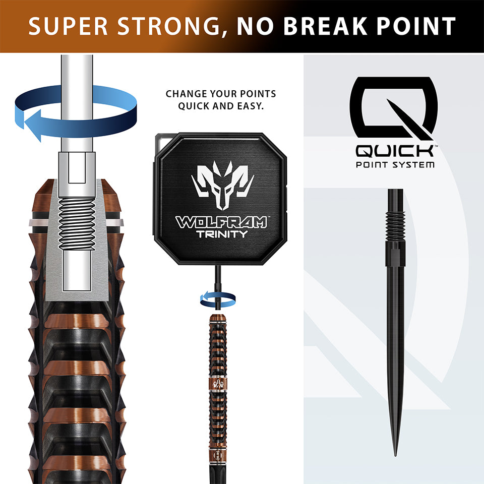 Harrows Wolfram Trinity Quick Point Steel Tip Darts - 21gm