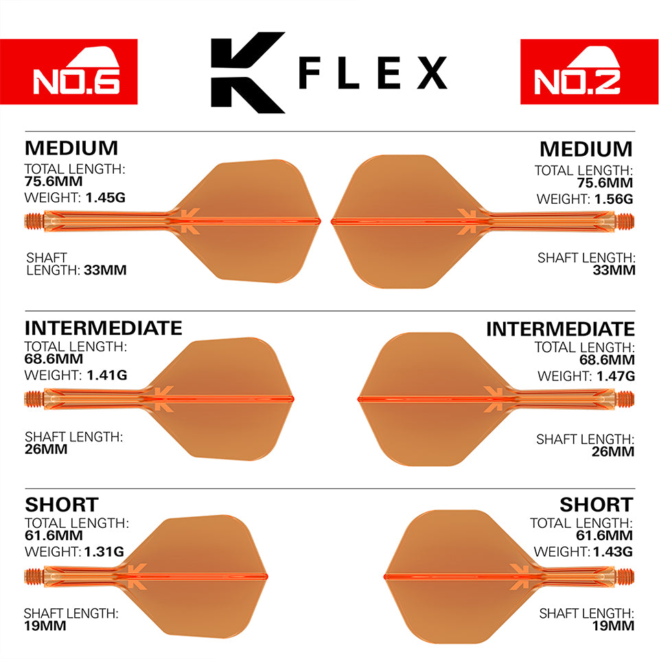 Target K-Flex Flight System - No6 Medium Neon Orange