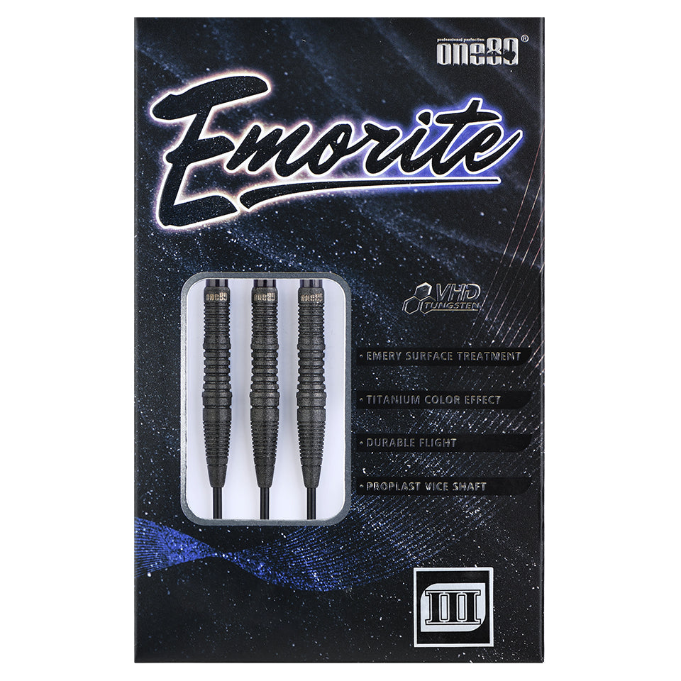 One80 Emorite 03 Steel Tip Darts - 22gm Black