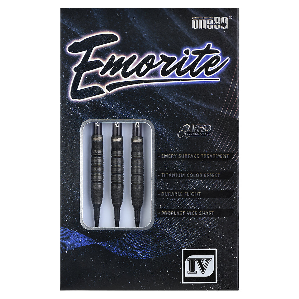 One80 Emorite 04 Soft Tip Darts - 20gm  Black