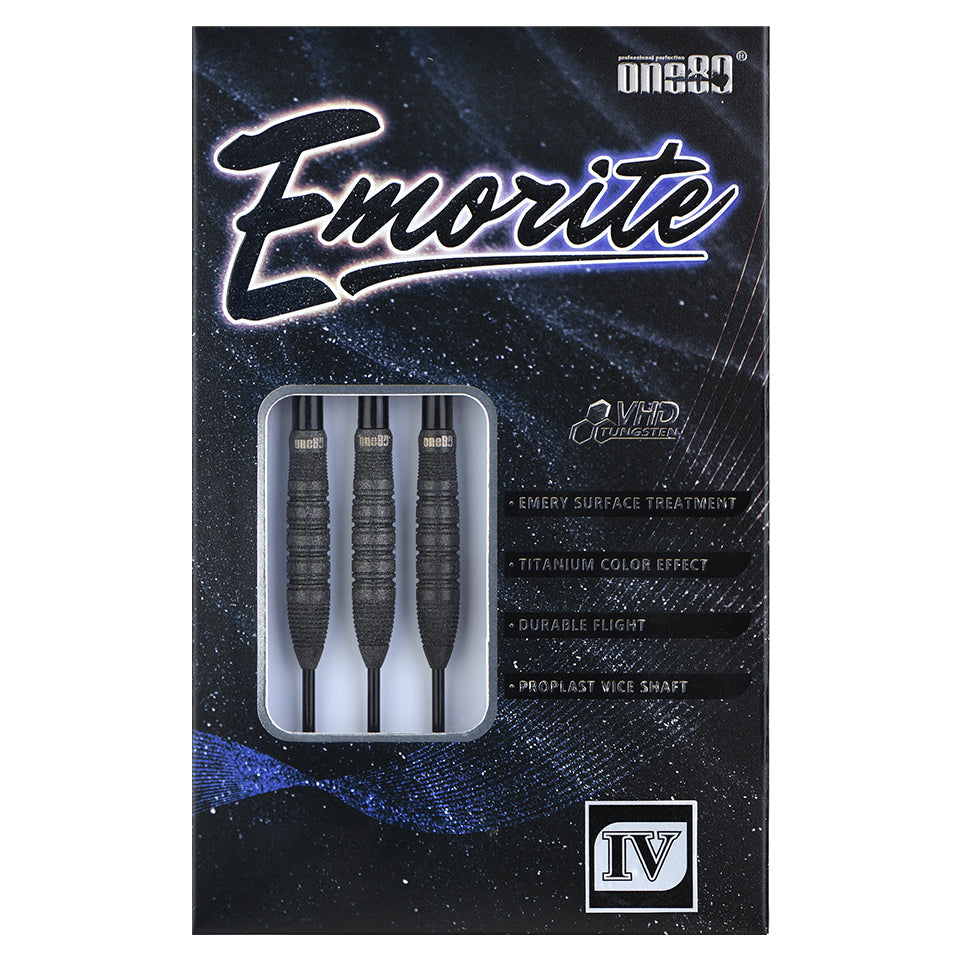 One80 Emorite 04 Steel Tip Darts - 23gm  Black