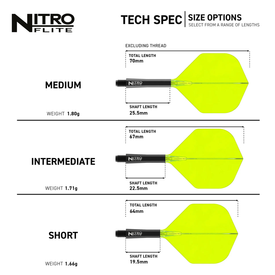 Red Dragon Nitro Flite Integrated Flight and Shaft System - No2 Short Black & Yellow
