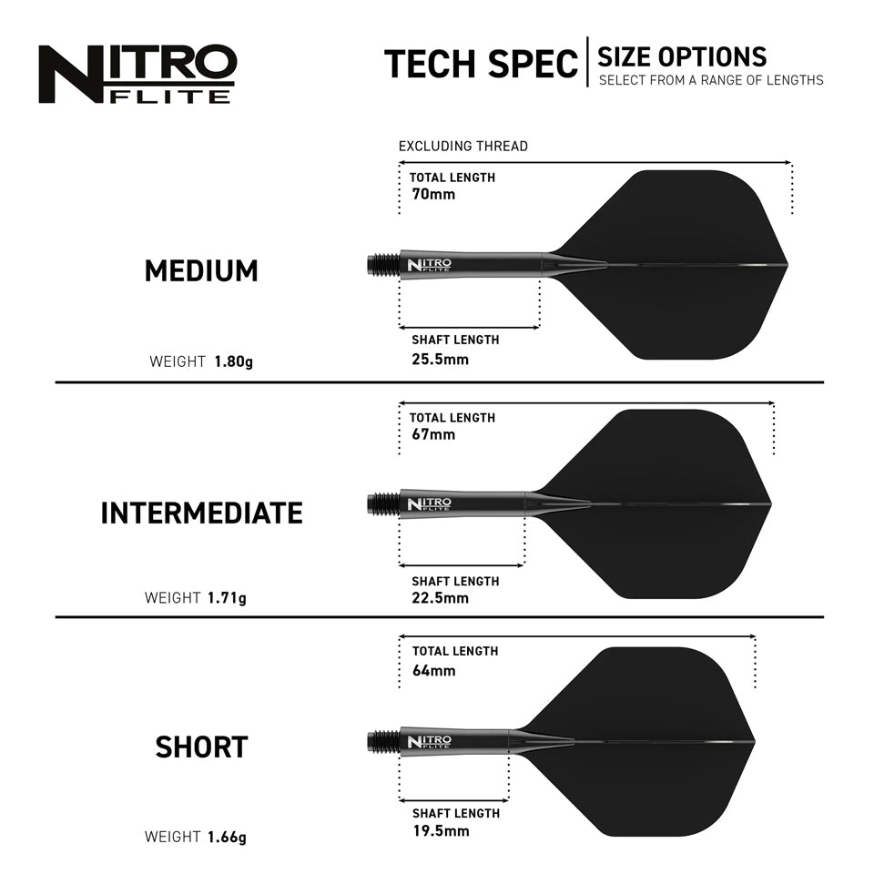 Red Dragon Nitro Flite Integrated Flight and Shaft System - No2 Short Black & Black