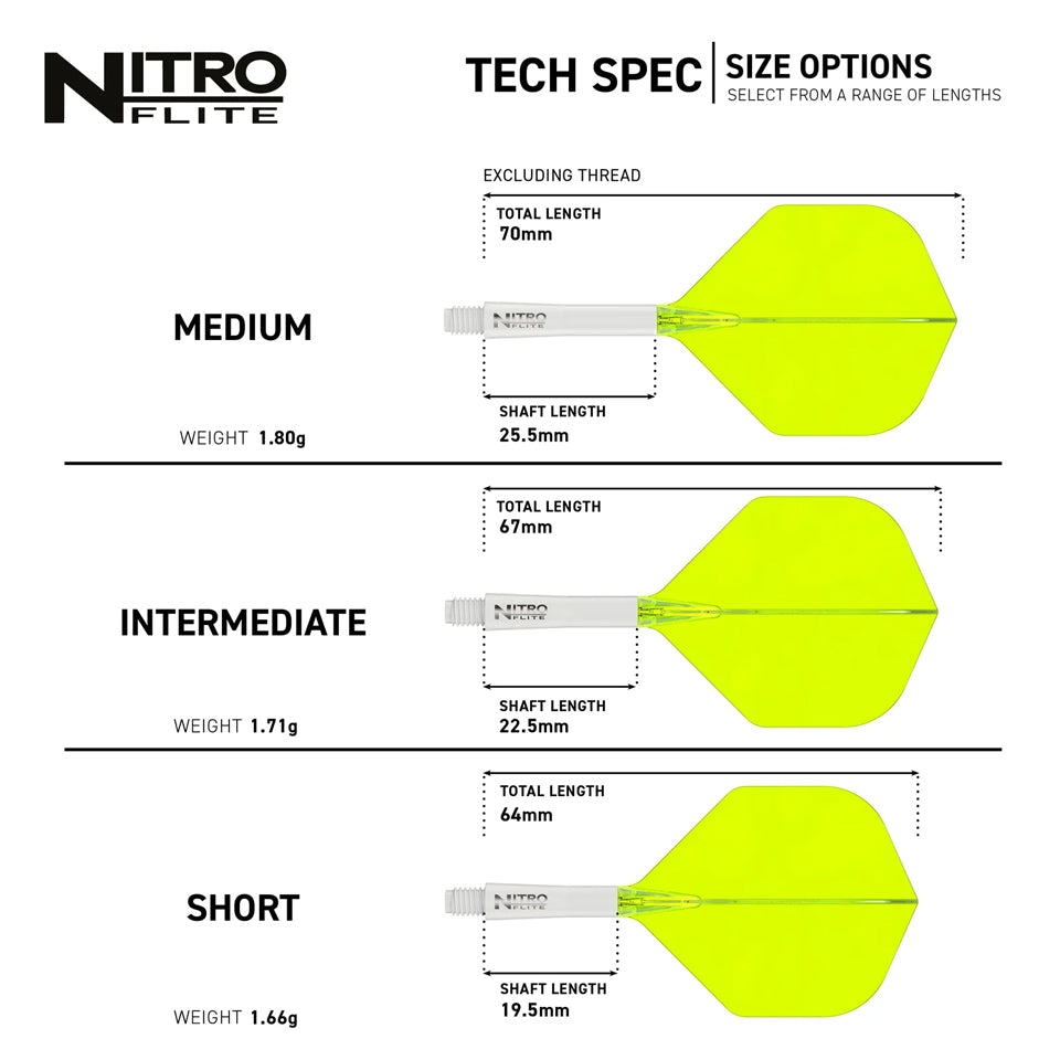 Red Dragon Nitro Flite Integrated Flight and Shaft System - No2 Short White & Yellow
