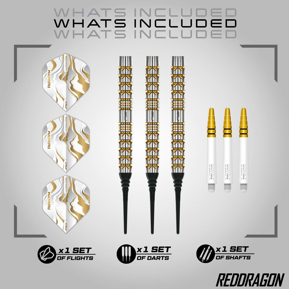 Red Dragon Paradym Gold Parallel Soft Tip Darts - 20gm