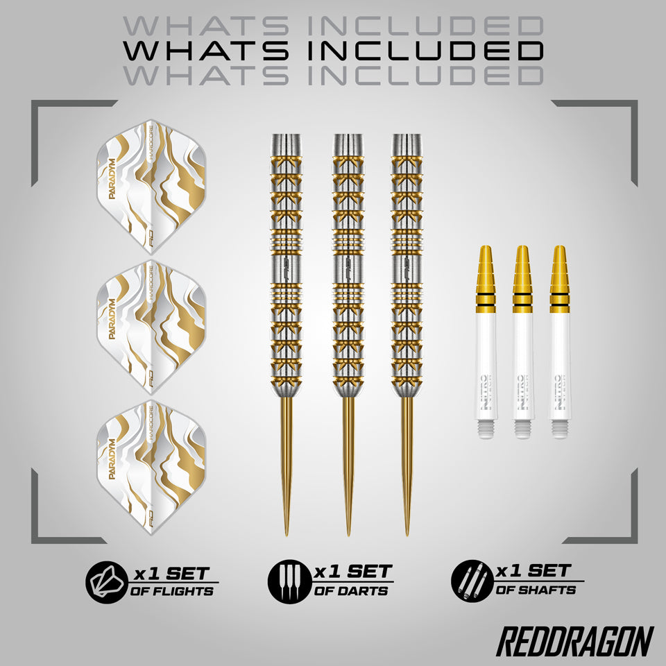 Red Dragon Paradym Gold Parallel Steel Tip Darts - 22gm