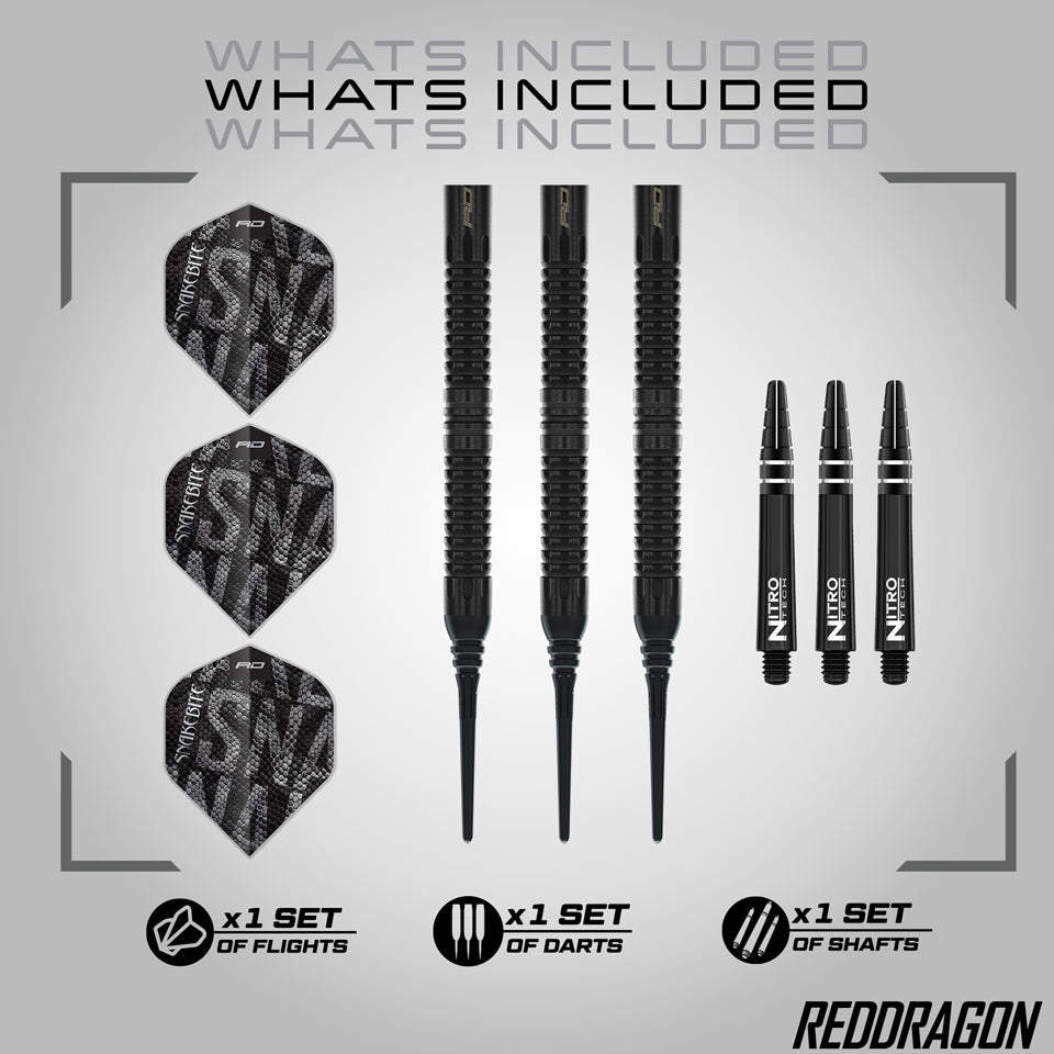 Red Dragon Peter Wright Black Mamba Soft Tip Darts - 20gm