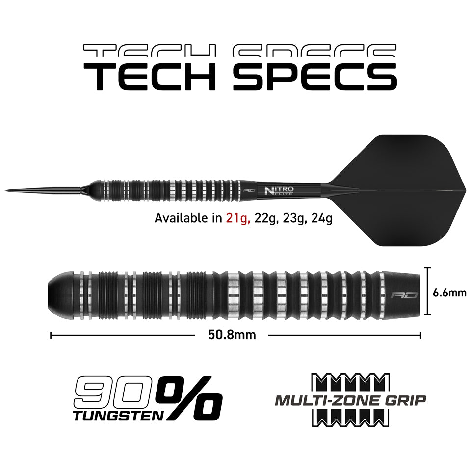 Red Dragon Sable 01 Parallel Switch Point Steel Tip Darts - 23gm