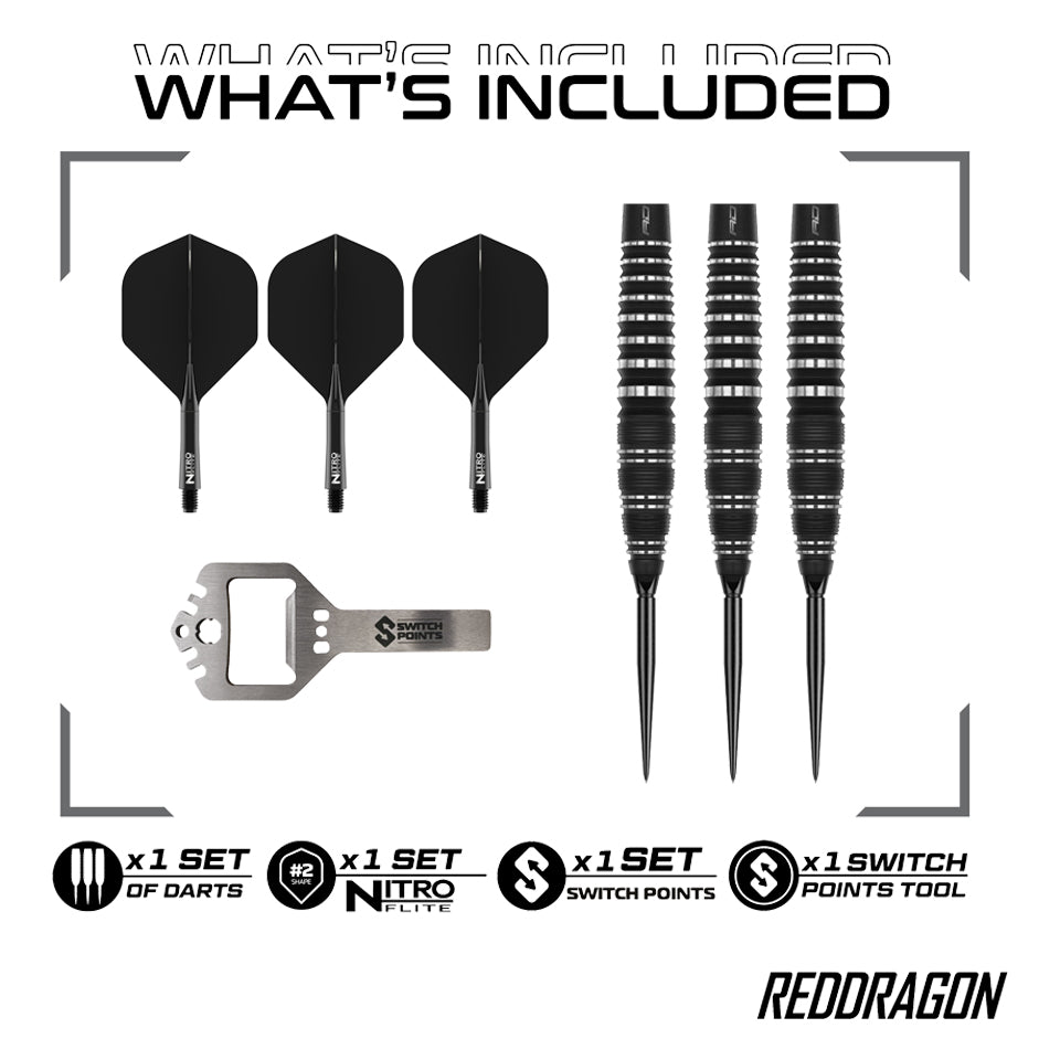 Red Dragon Sable 03 Bomb Switch Point Steel Tip Darts - 22gm