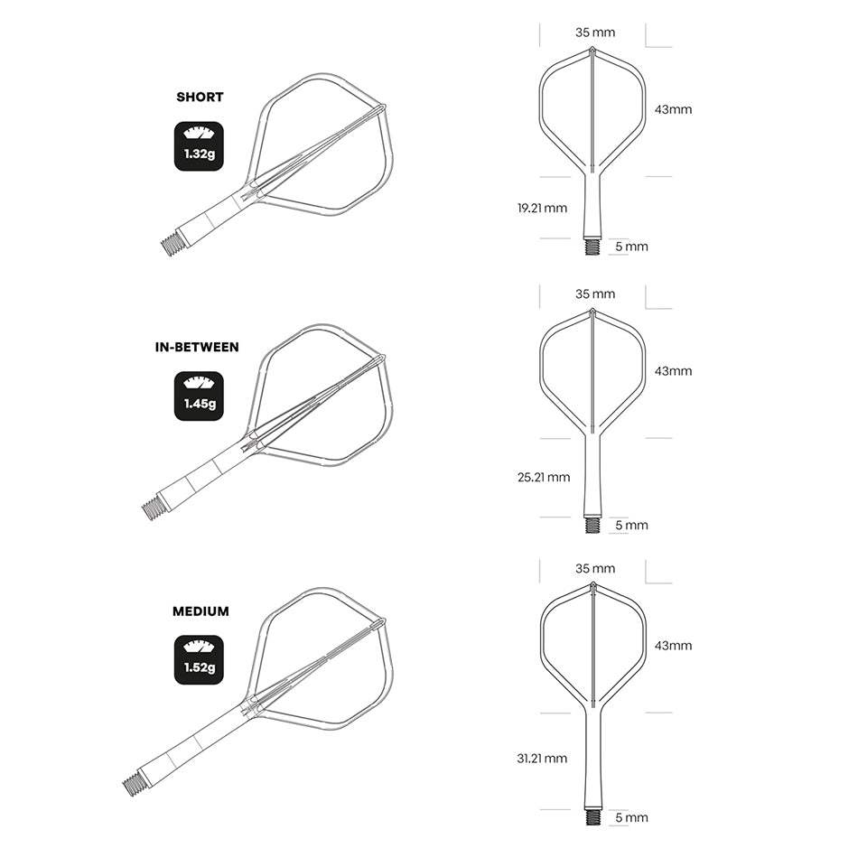 Shot Flight Deck Dart Flight & Shaft System - Standard Short Clear