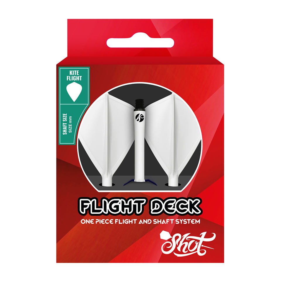 Shot Flight Deck Dart Flight & Shaft System - Kite Short White