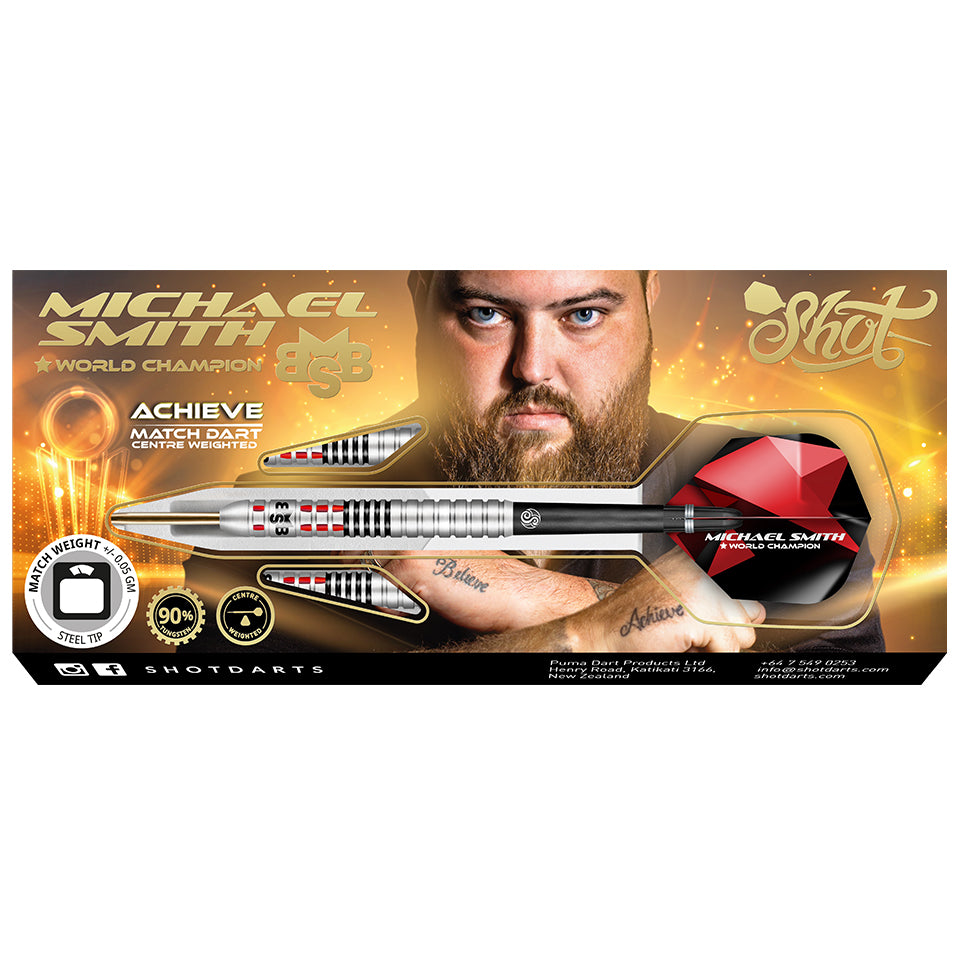 Shot Michael Smith Achieve Steel Tip Darts - 21gm