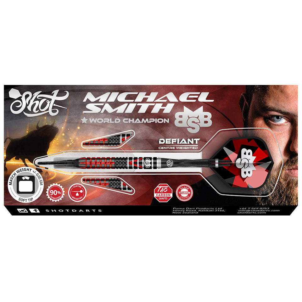 Shot Michael Smith Defiant Soft Tip Darts - 20gm