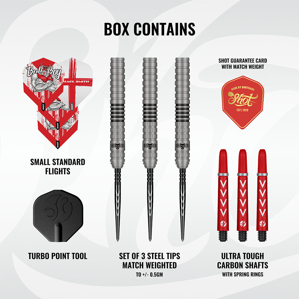 Shot Michael Smith Series ll Turbo Point Steel Tip Darts - 22gm