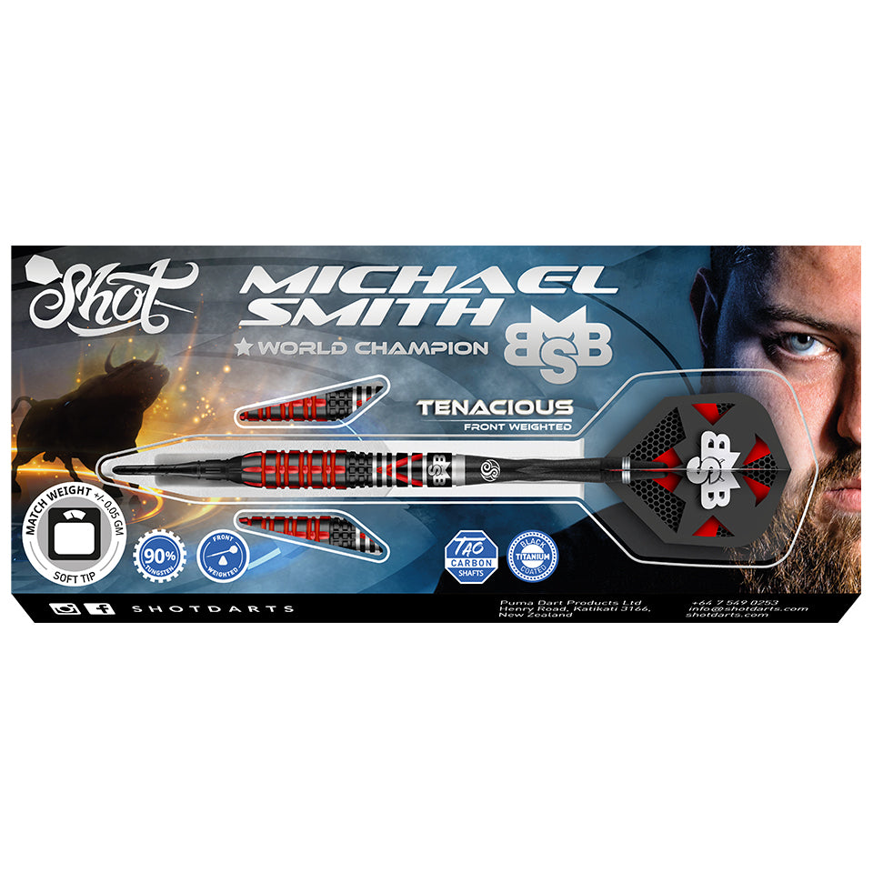 Shot Michael Smith Tenacious Soft Tip Darts - 18gm