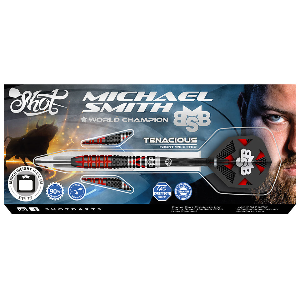 Shot Michael Smith Tenacious Steel Tip Darts - 23gm