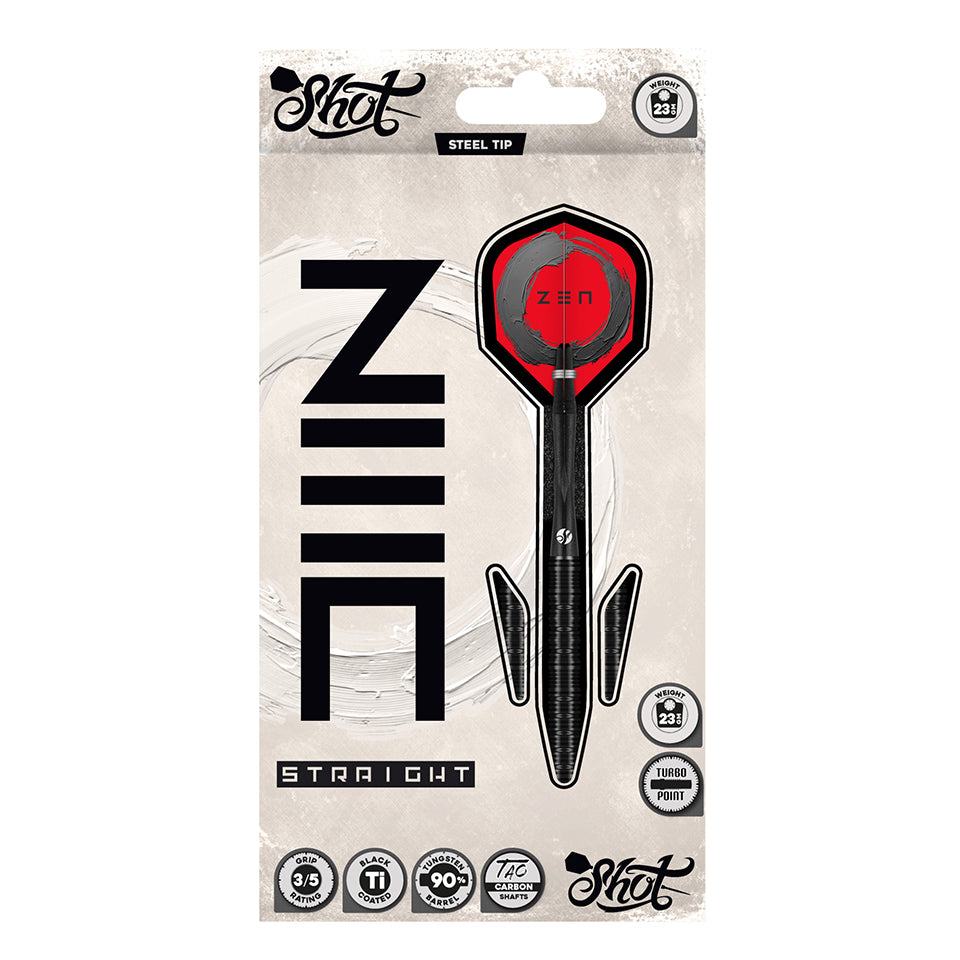 Shot Zen Straight Turbo Point Steel Tip Darts - 25gm
