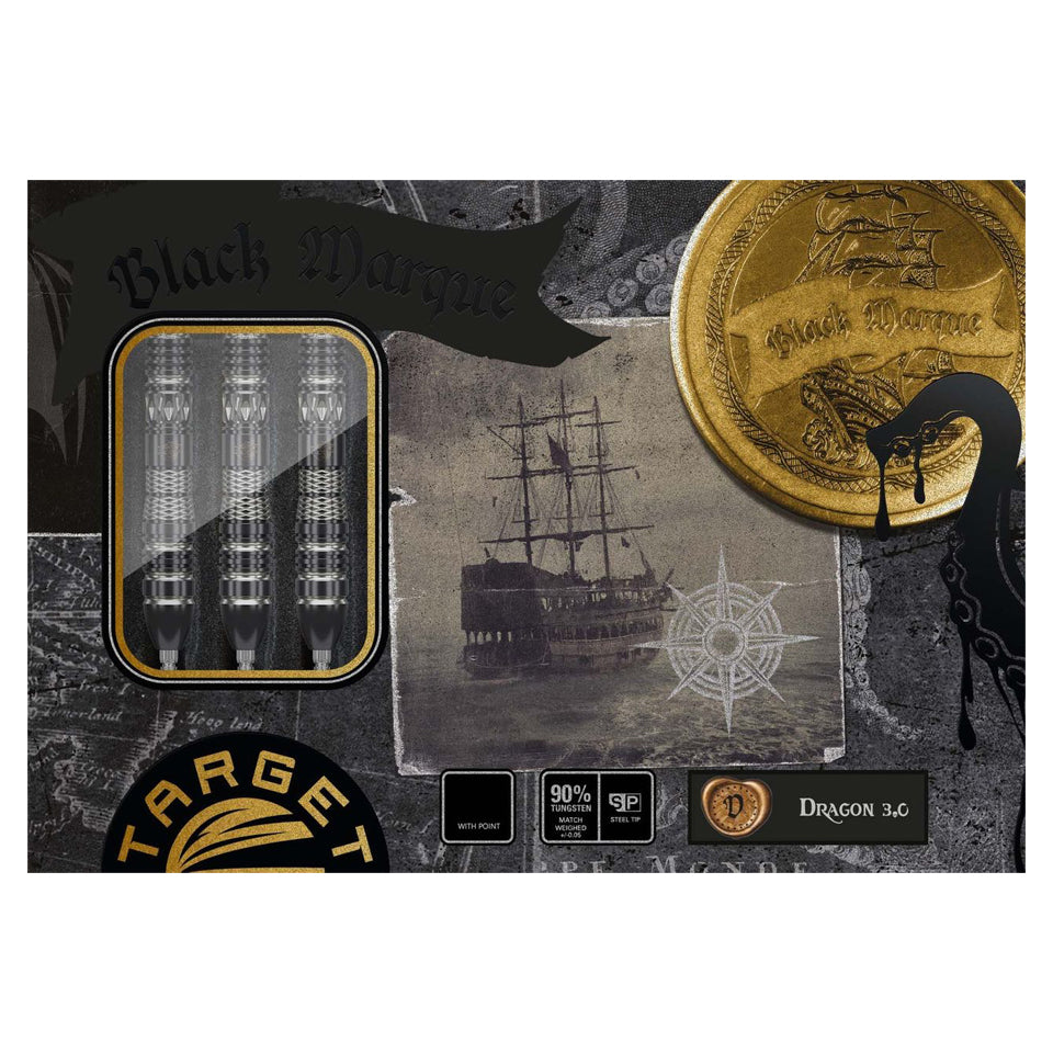 Target Black Marque Dragon 3.0 Swiss Point Steel Tip Darts - 25gm