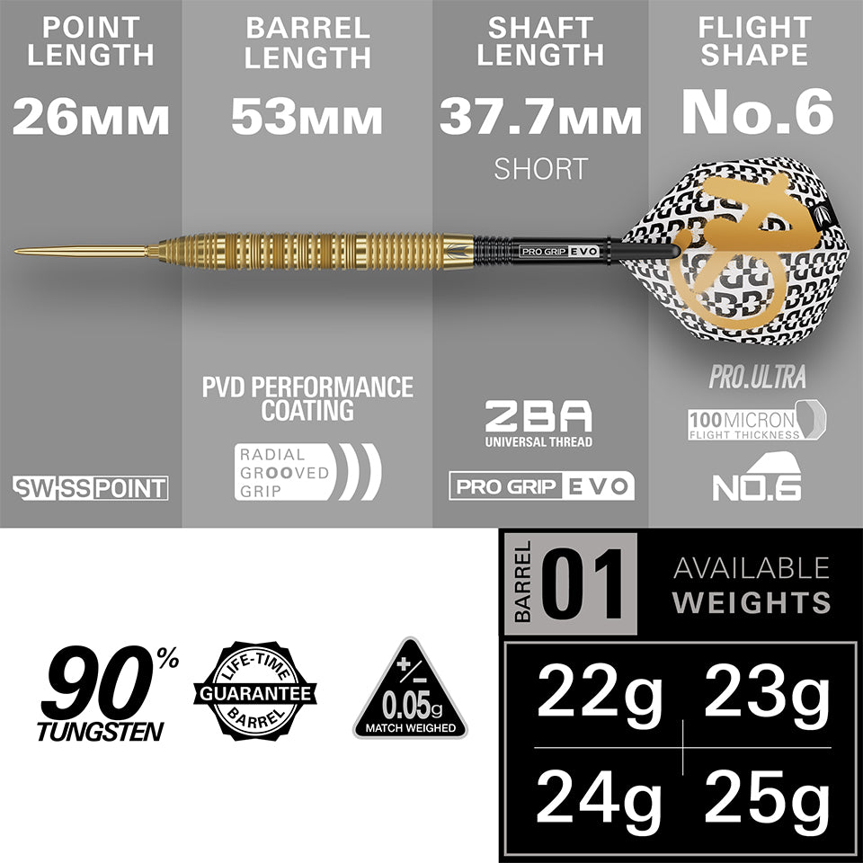 Target Bolide Envy 01 Swiss Point Steel Tip Darts - 22gm