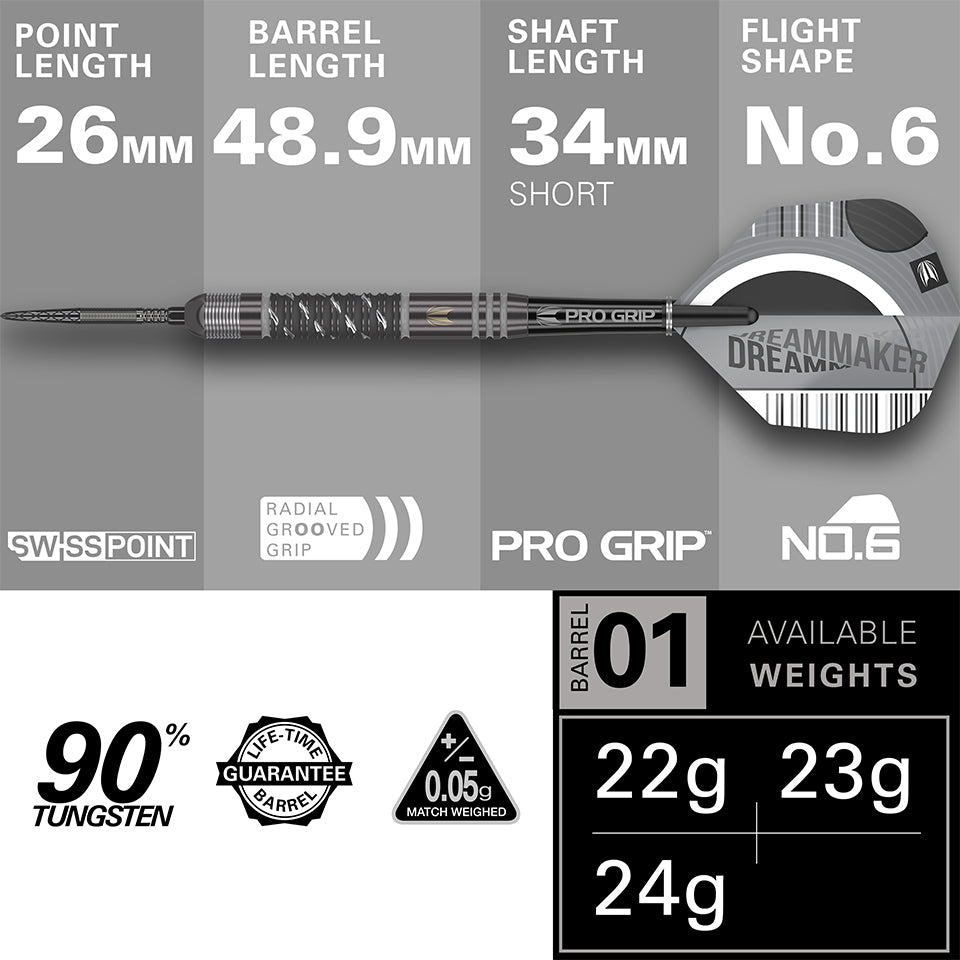 Target Dimitri Van Den Bergh Echo Swiss Point Steel Tip Darts - 22gm