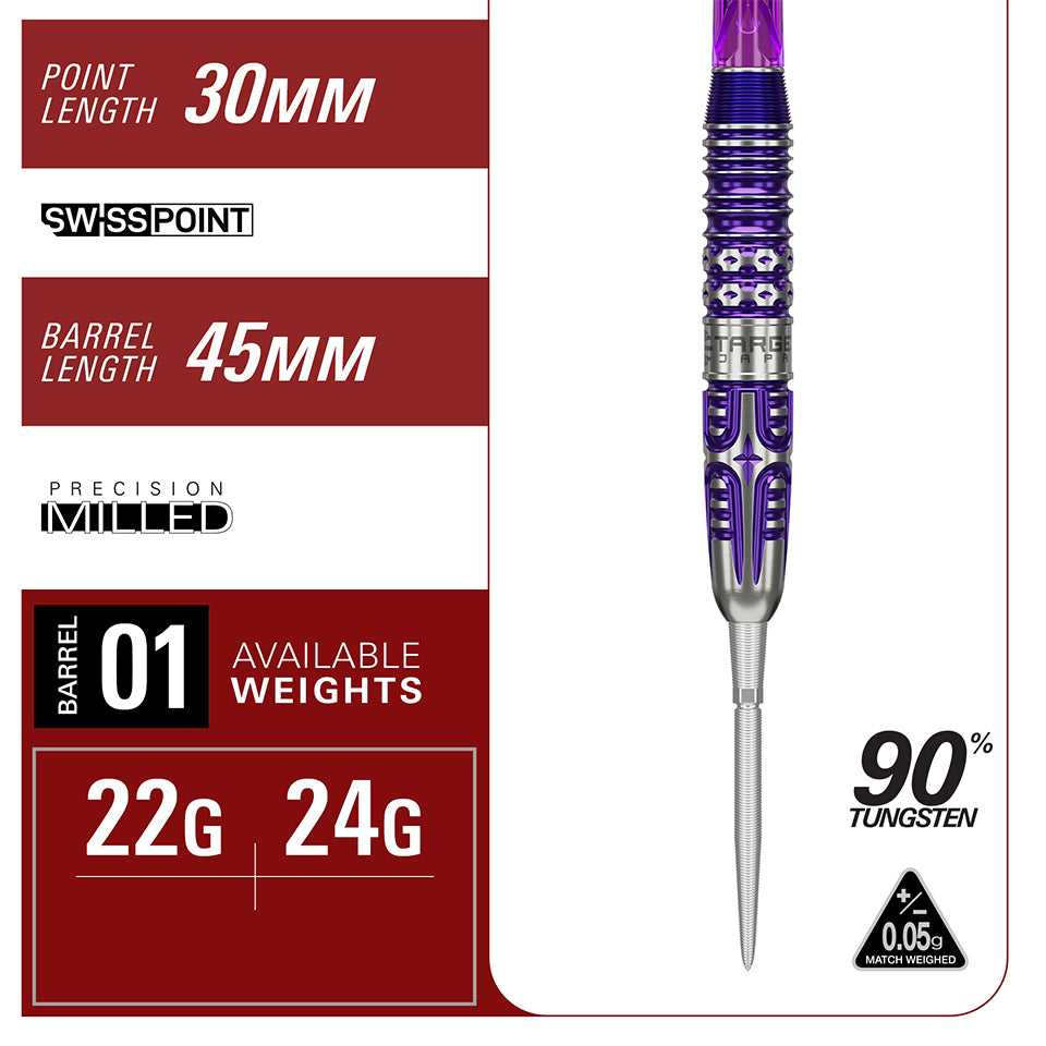 Target Endeavour G3 Swiss Point Steel Tip Darts - 22gm
