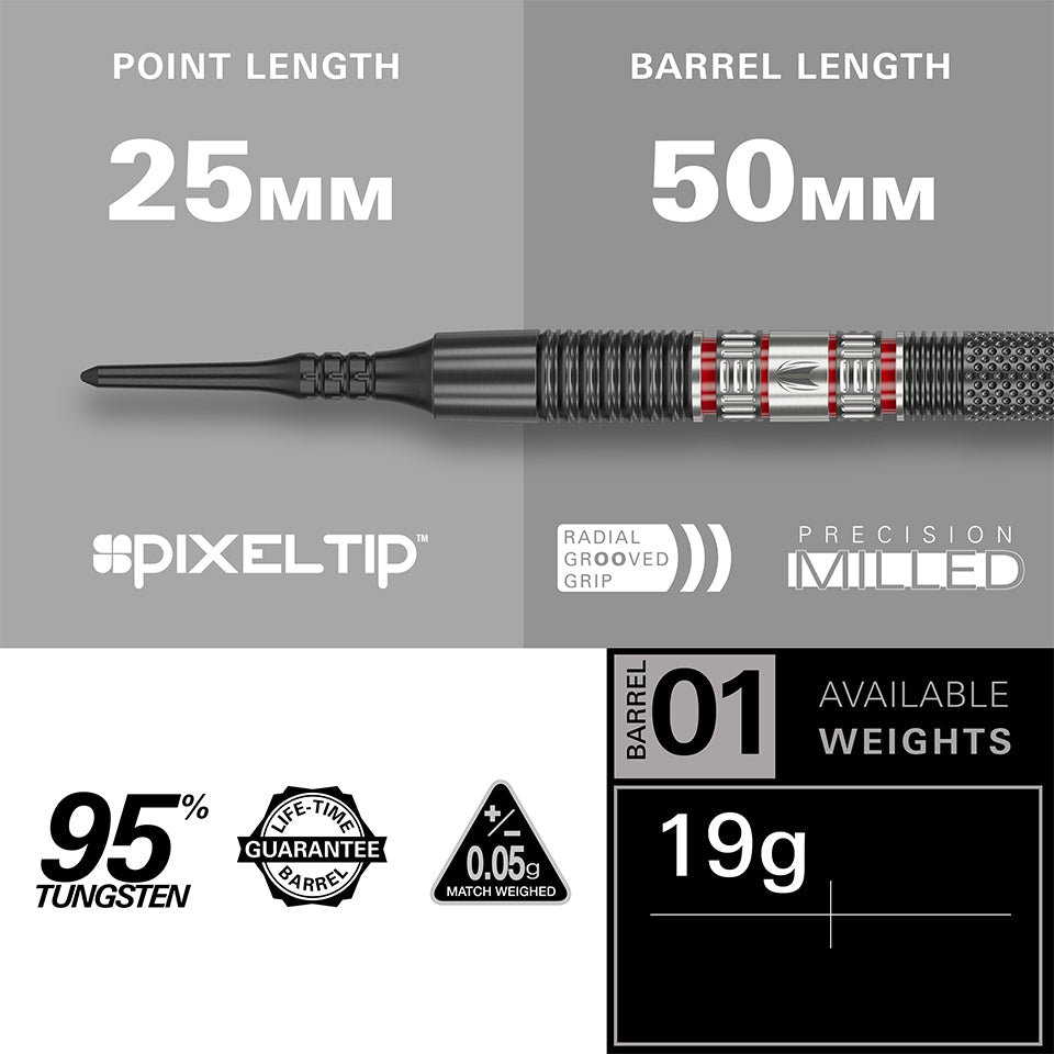 Target Gabriel Clemens 95k Soft Tip Darts - 19gm